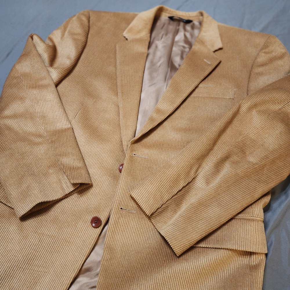 Jos. A. Bank Mens Corduroy Blazer Sport Coat Jacket  44 Reg Wool Silk Peanut Tan